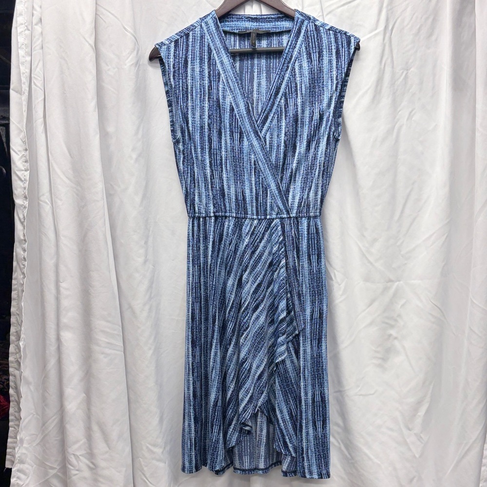BCBGMaxAzria Blue Patterned Midi Dress